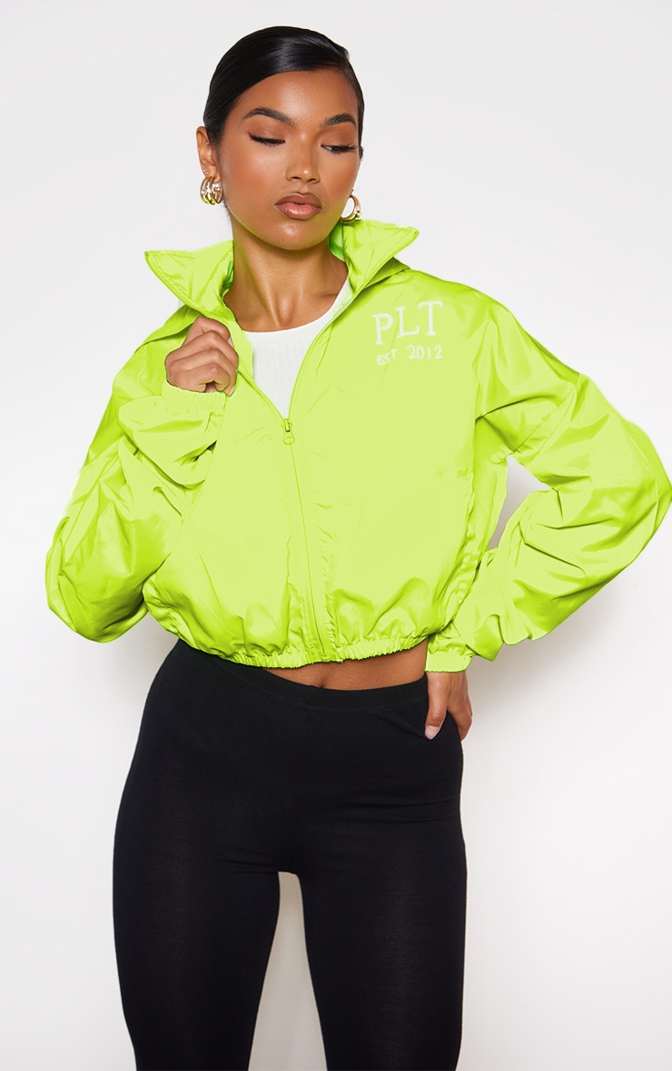 PRETTYLITTLETHING Lime Hooded Shell Jacket image 3