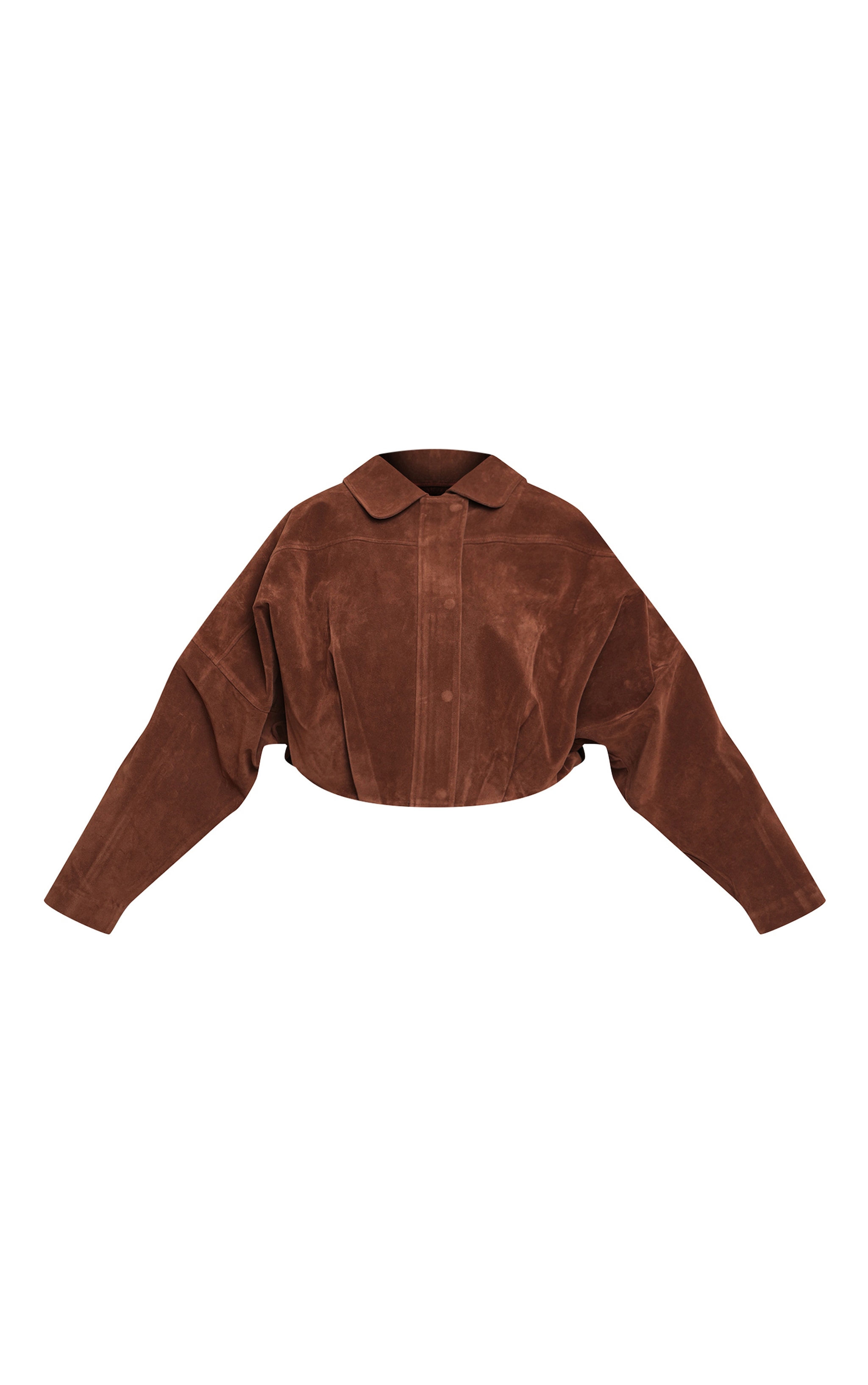 Plus Chocolate Faux Suede Covered Placket Bomber Jacket image 5