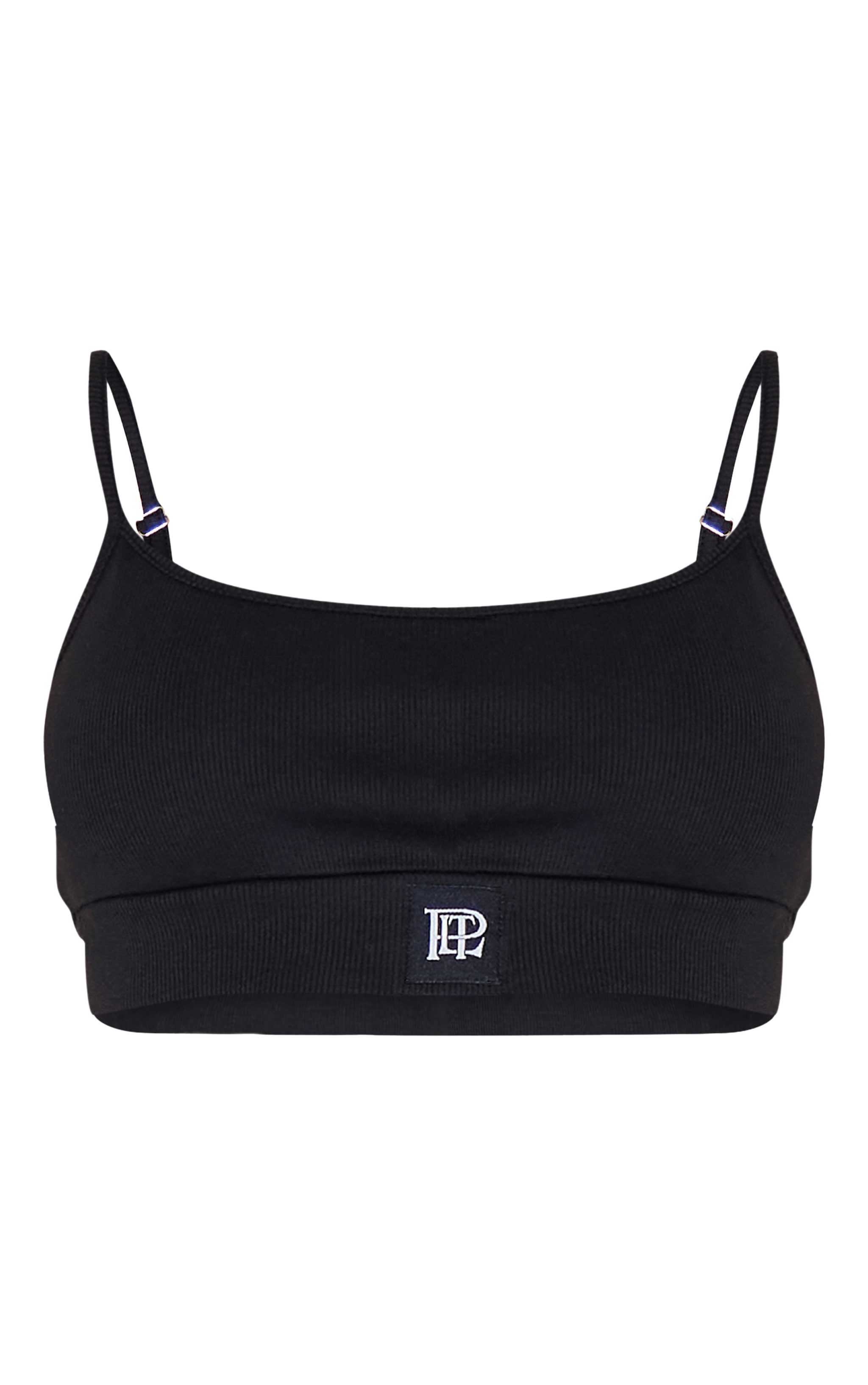 PrettyLittleThing Bralette de pyjama tonal élastique côtelée noire image 5
