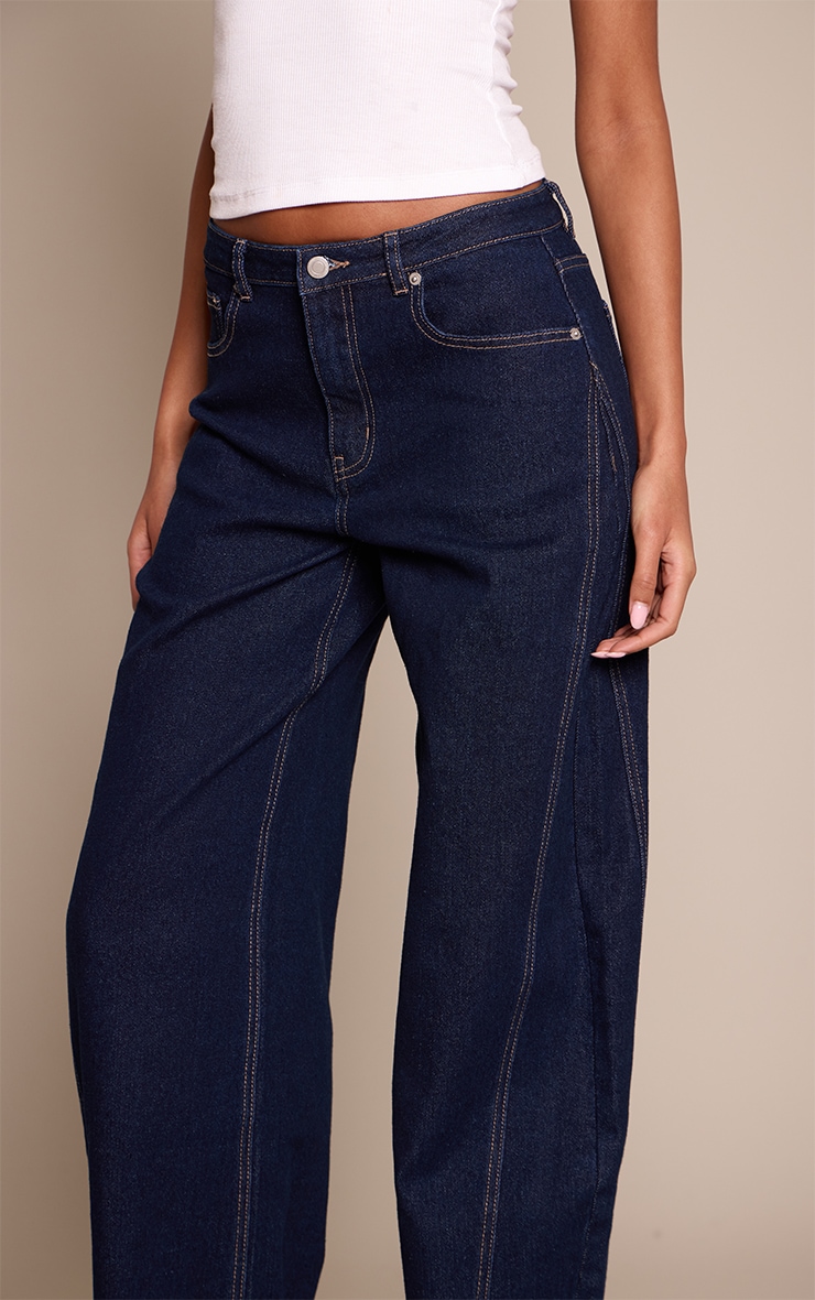 Tall Indigo Mid Rise Stretch Barrel Jeans image 4