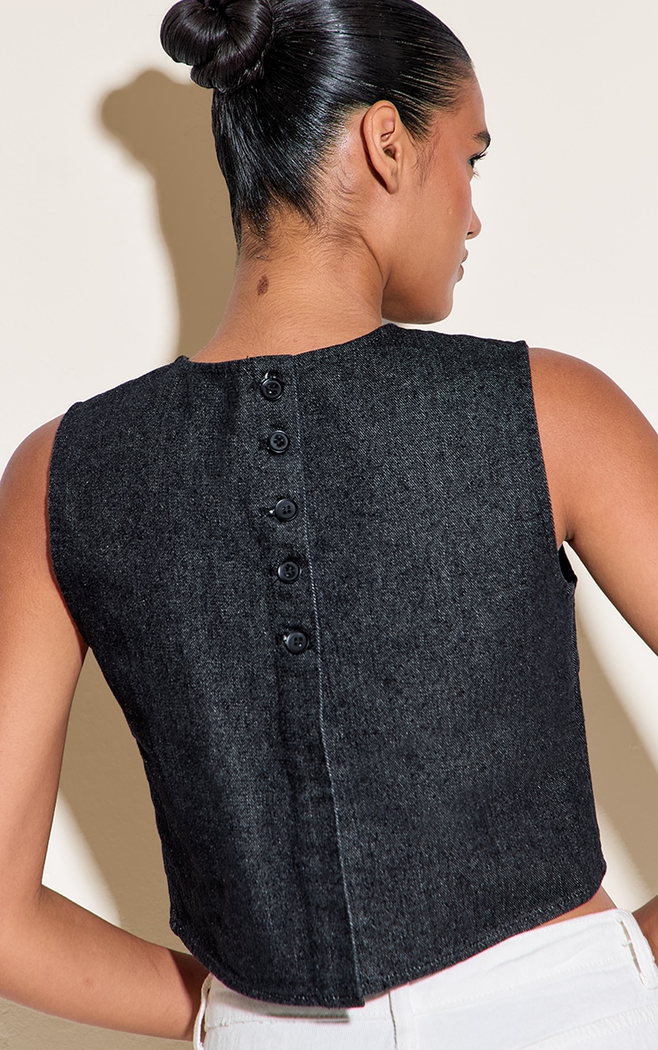 Raw Indigo Wash Round Neck Boxy Denim Top image 1