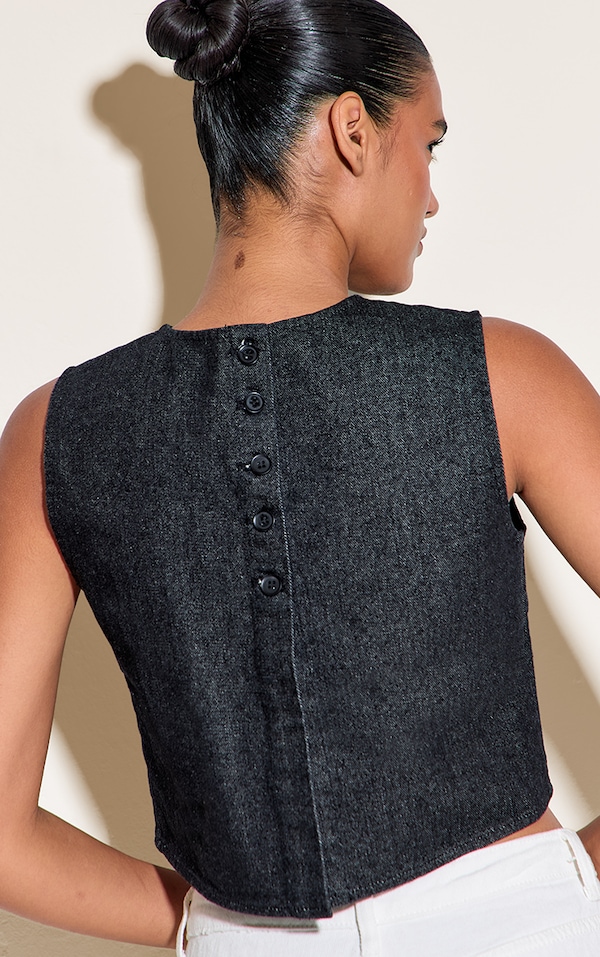 Raw Indigo Wash Round Neck Boxy Denim Top
