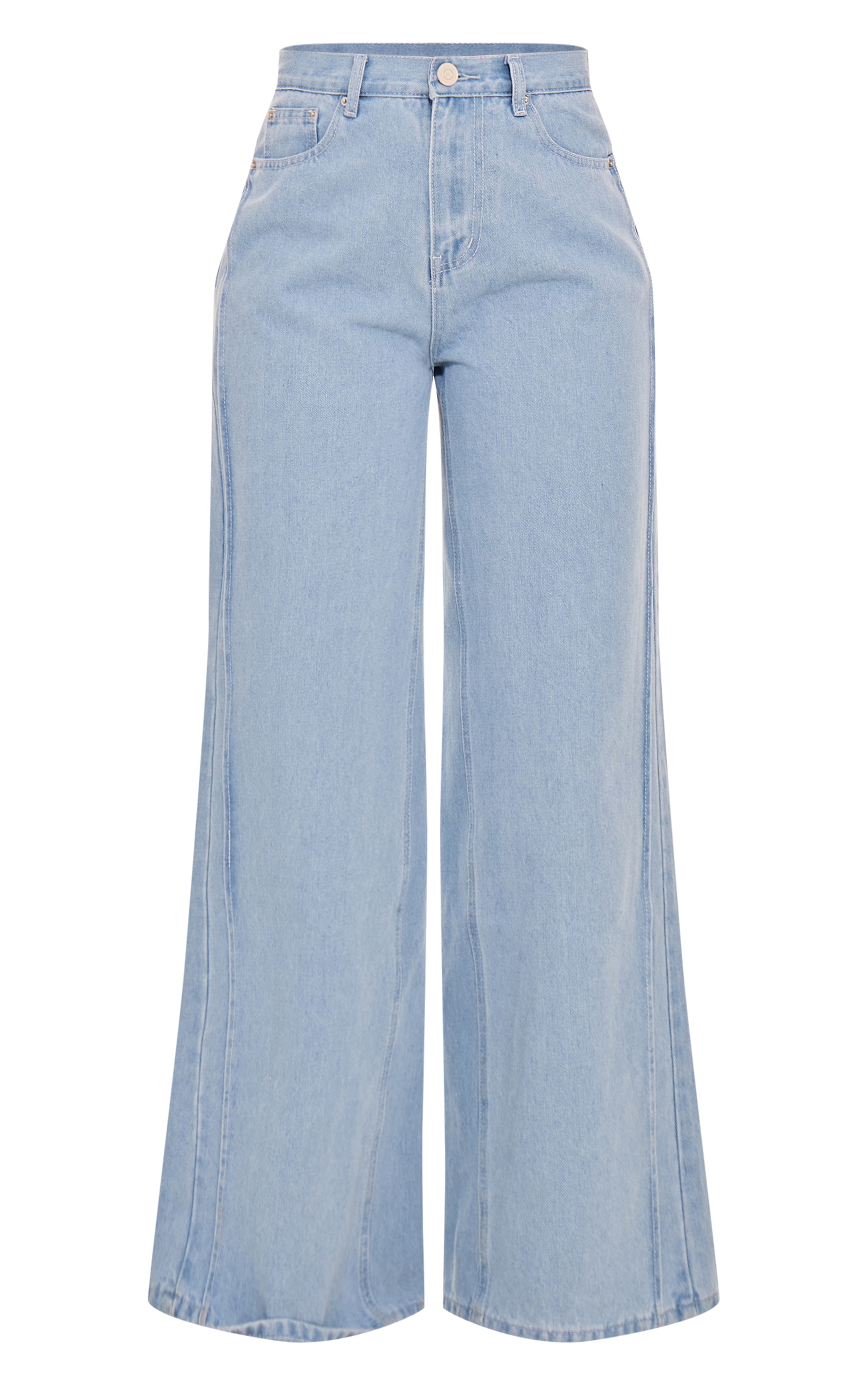 Light Blue Seam Detail Wide Leg Denim Jean image 5