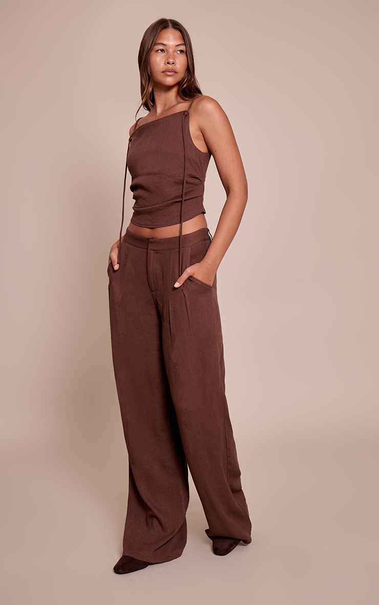 Chocolate Textured Pleated Pant image 2