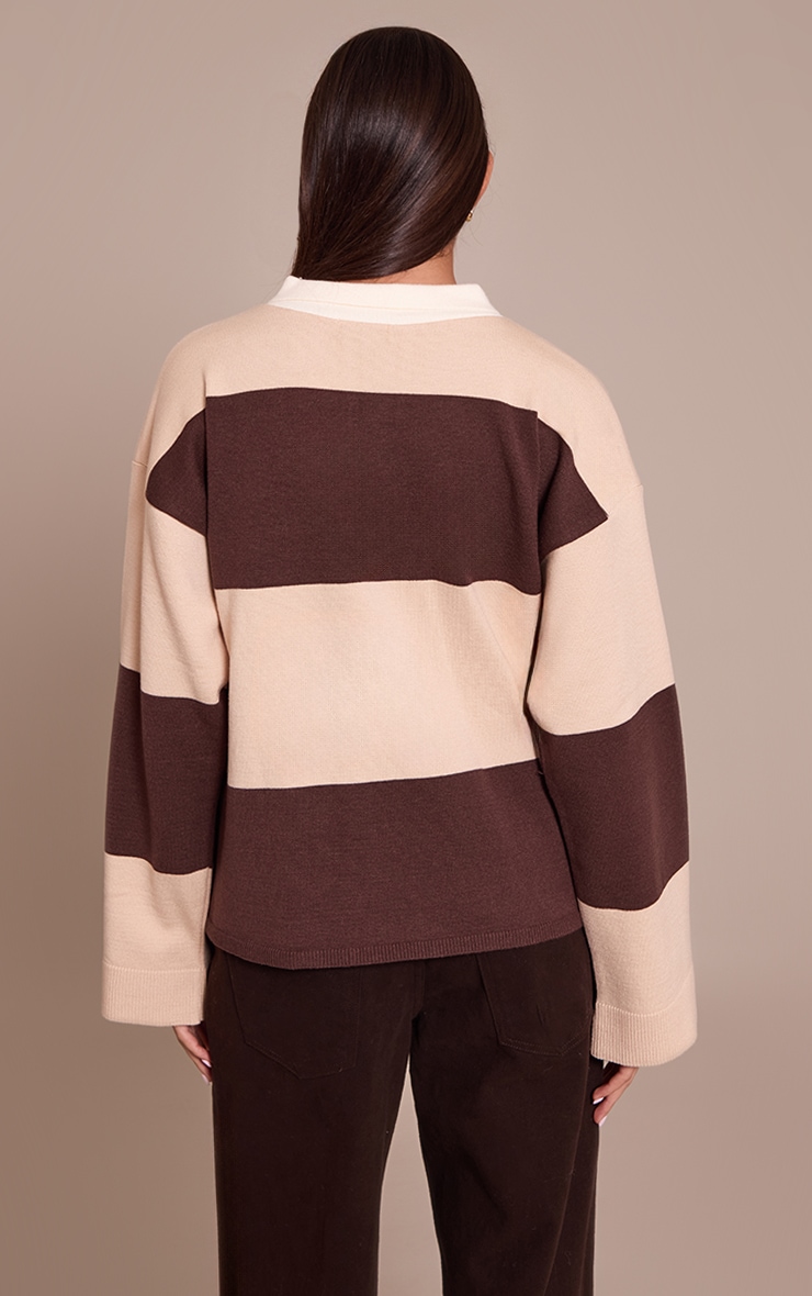 Chocolate Striped Knitted Rugby Top image 2