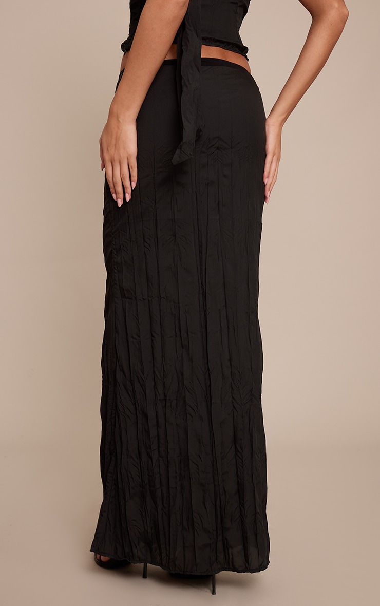 Black Crinkled Woven Maxi Skirt image 3