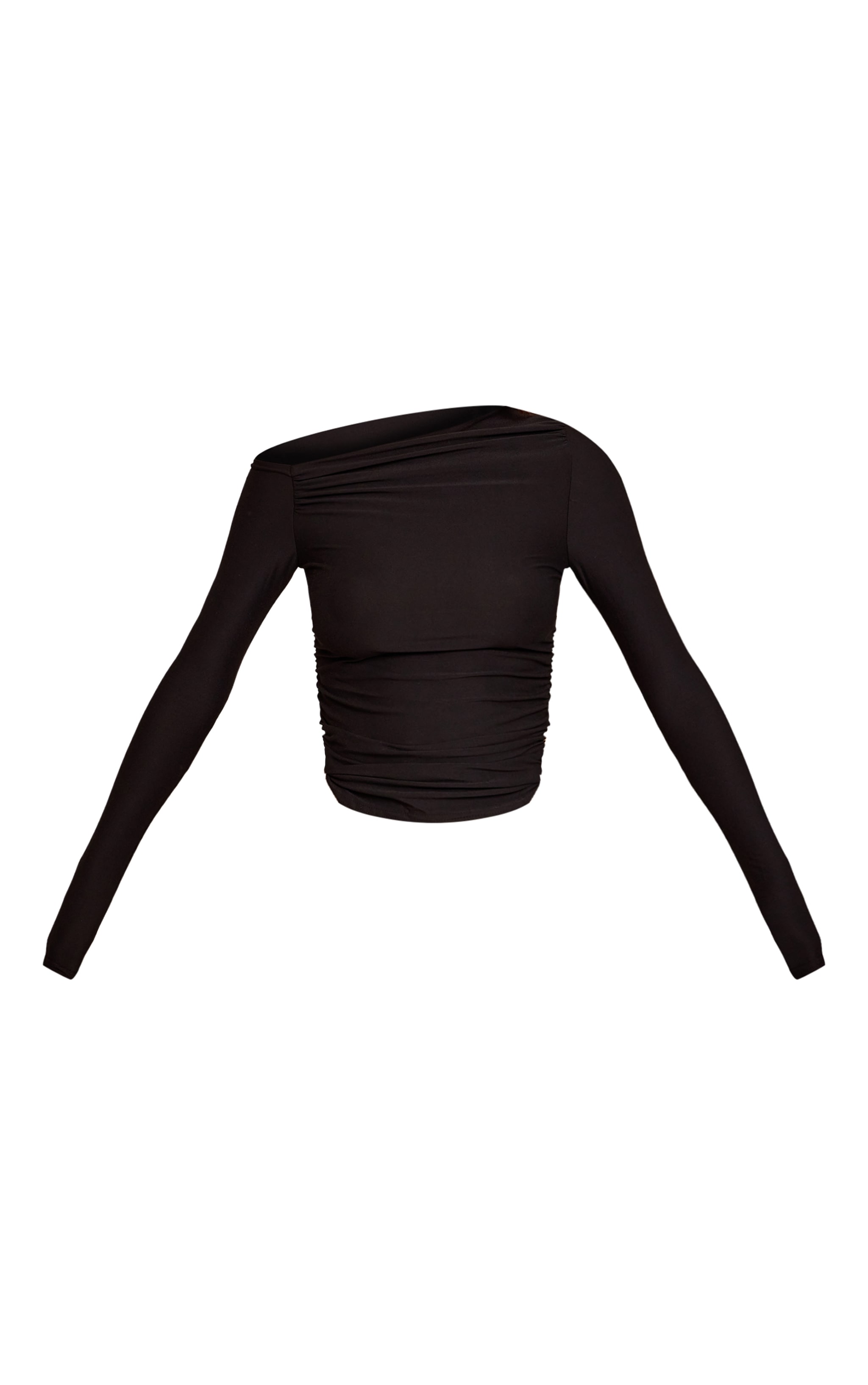 Black Soft Touch Asymmetric Detail Long Sleeve Top image 5