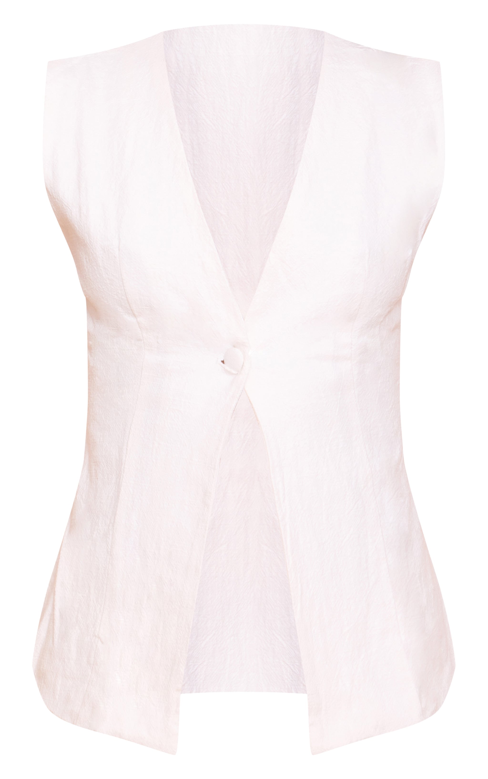 Tall White Premium Linen Look Button Vest image 5