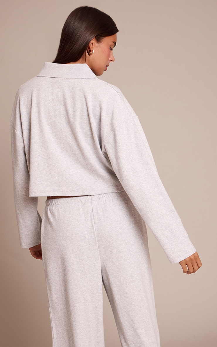 Light Grey Brushed Rib Button Shirt image 2