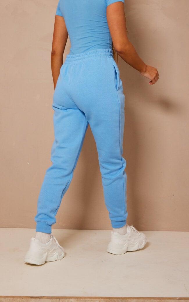 PRETTYLITTLETHING Bright Blue Logo High Waisted Cuffed Sweatpant