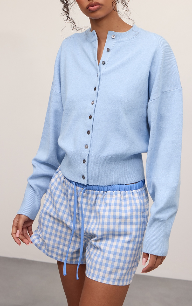 Gingham Cotton Contrast Drawstring Shorts