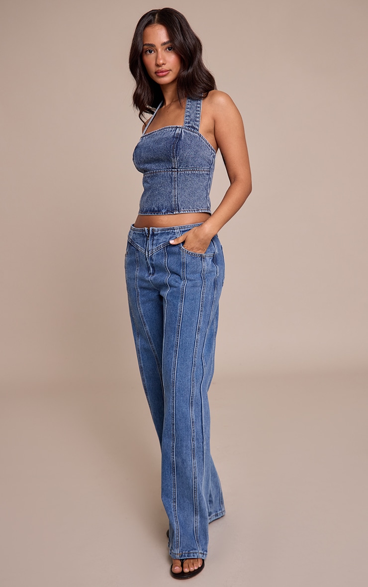 Petite Seam Detail Zip Up Jeans