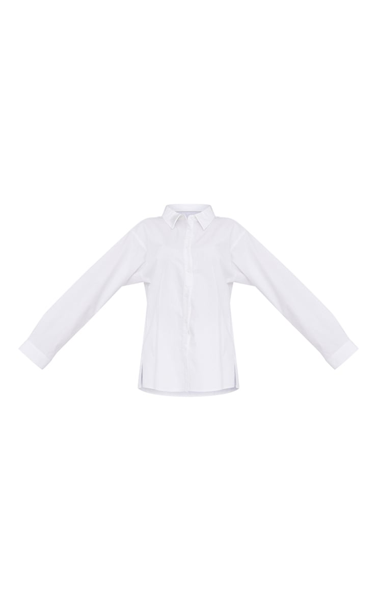 White Linen Look Oversized Pocket Front Shirt image 5