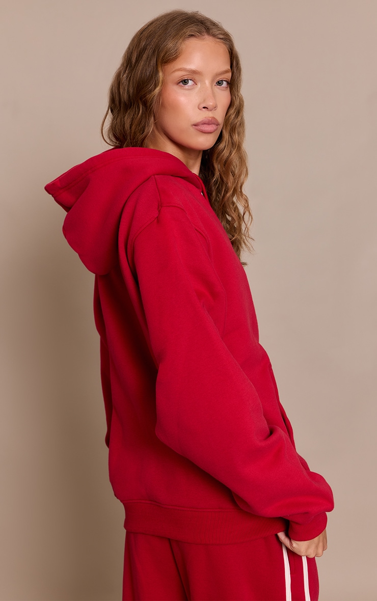 Red Sports Club Cotton Fleece Oversized Full Zip Hoodie image 2