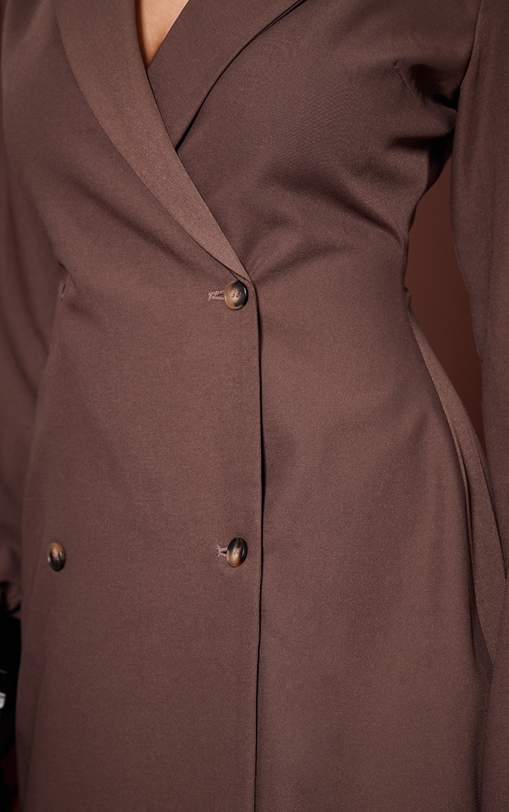 Chocolate Woven Tortoise Button Blazer Dress image 4