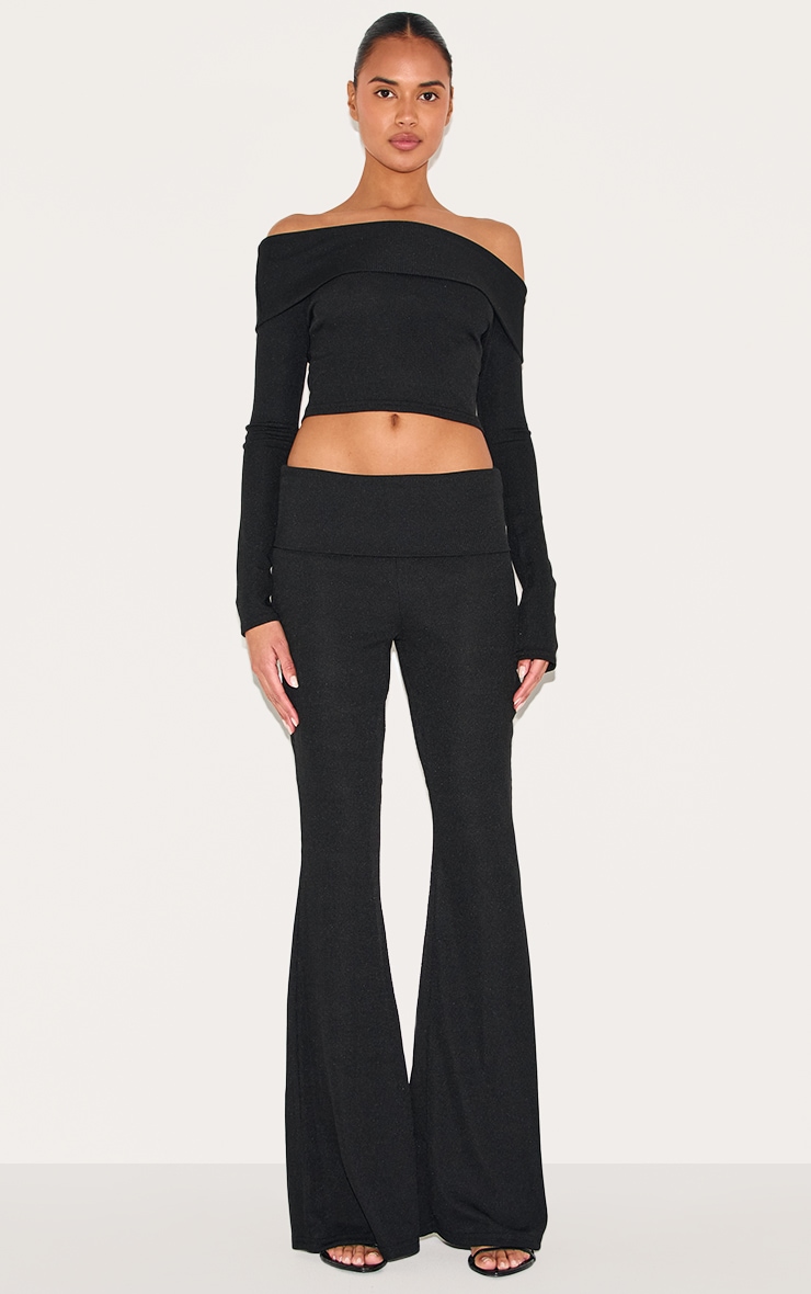 Black Rib Bardot Longline Foldover  Top image 3