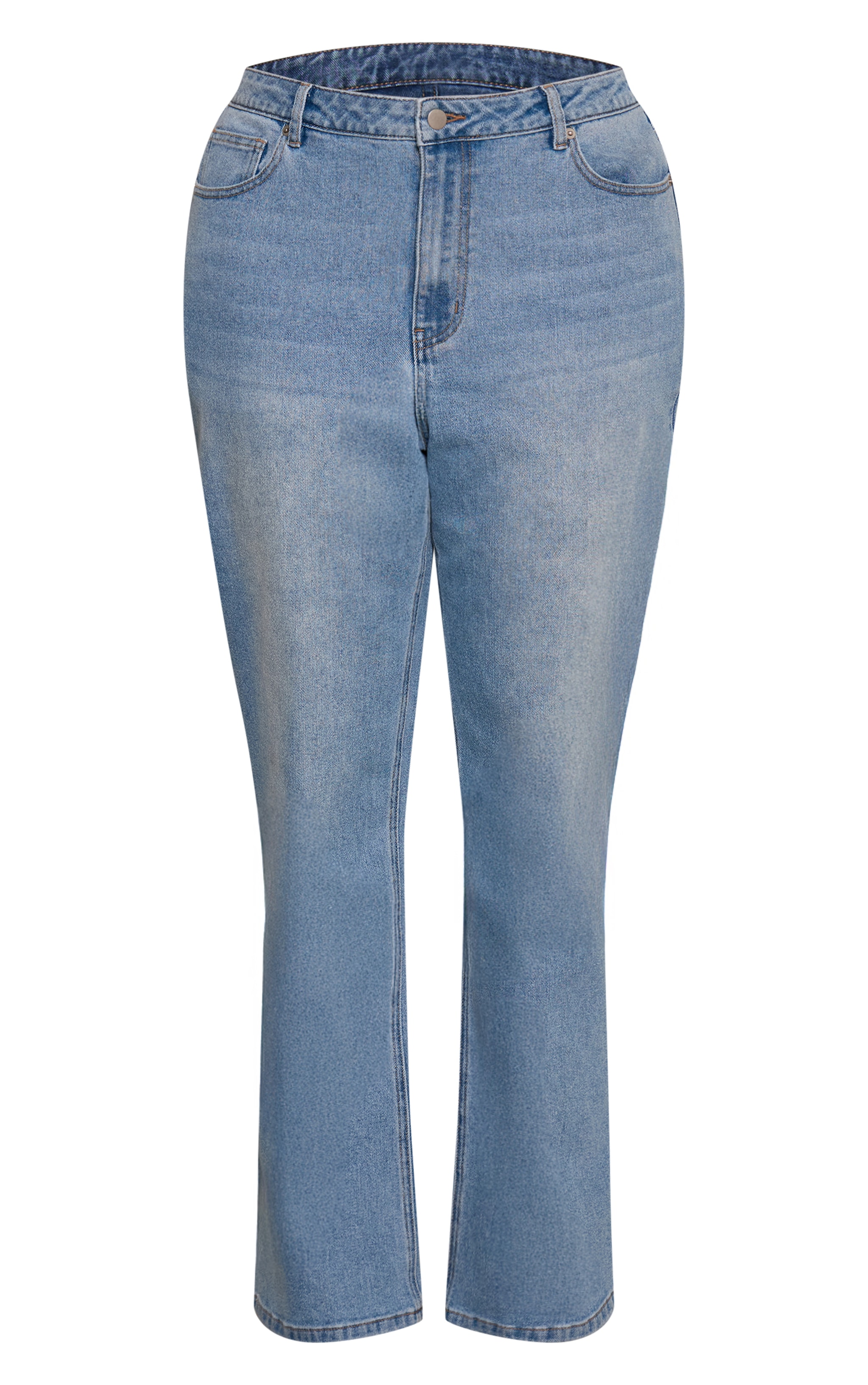 Plus Mid Blue Cropped Straight Leg Jean image 5