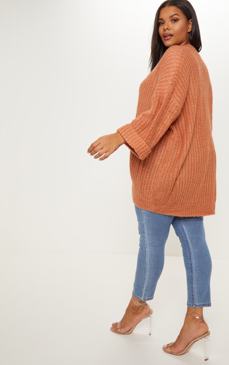 Plus Rust Oversized Pocket Detail Cardigan image 2