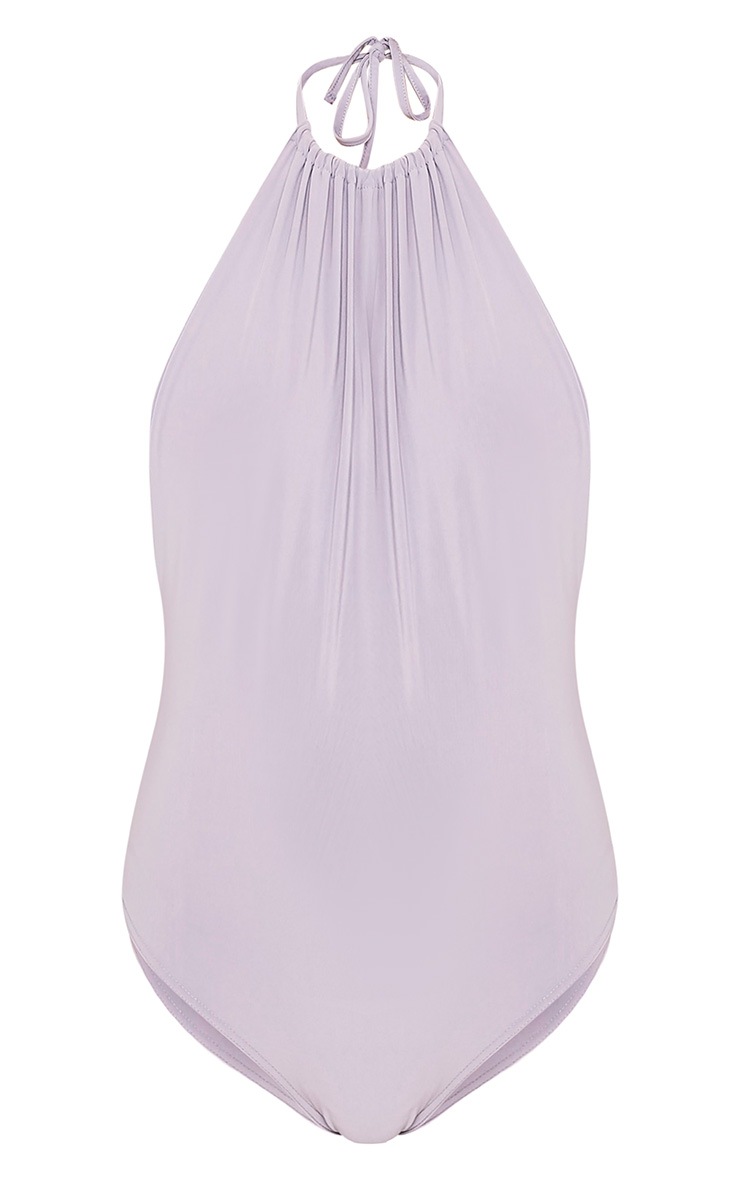 Angelika Grey High Neck Halterneck Bodysuit | PrettyLittleThing IE