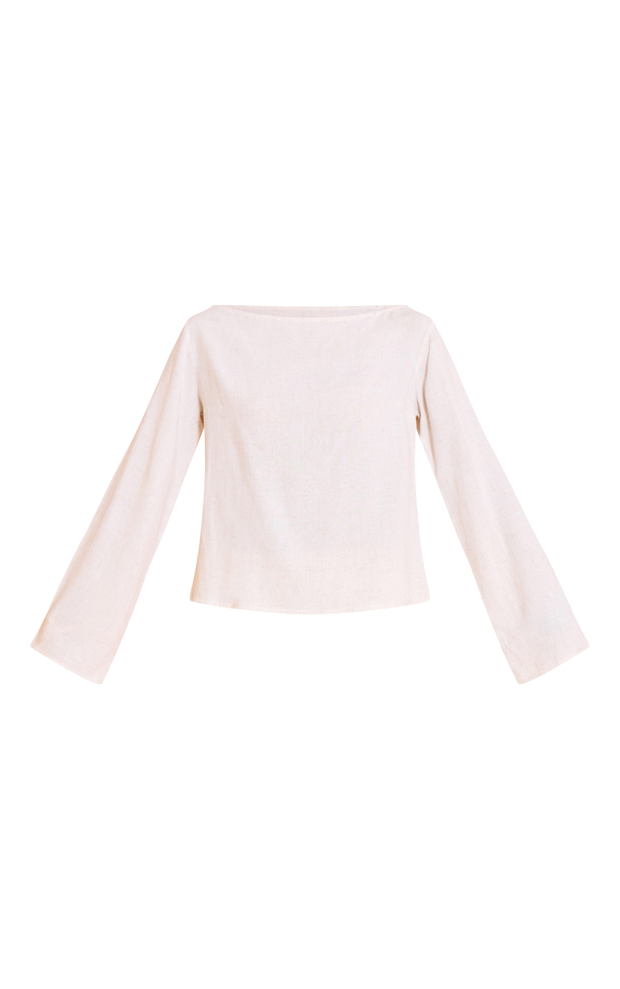 Beige Lightweight Woven Long Sleeve Oversized Top image 5