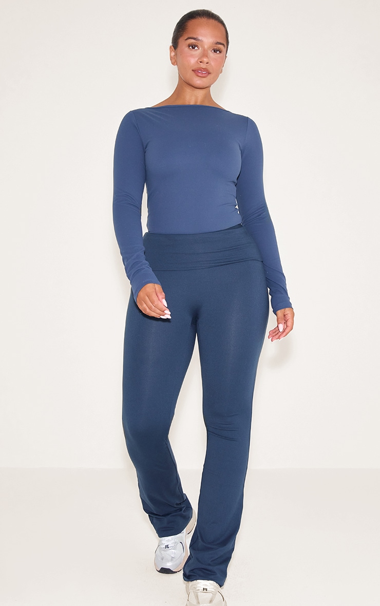 Shape NAVY  Built In Bra Sculpt Boat Neck Long Sleeve Bodysuit image 3