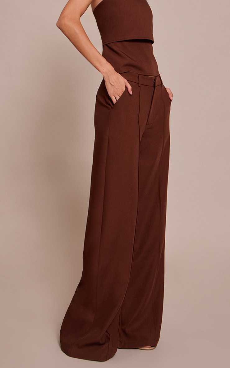 Dark Brown Pintuck Tailored Pant image 2