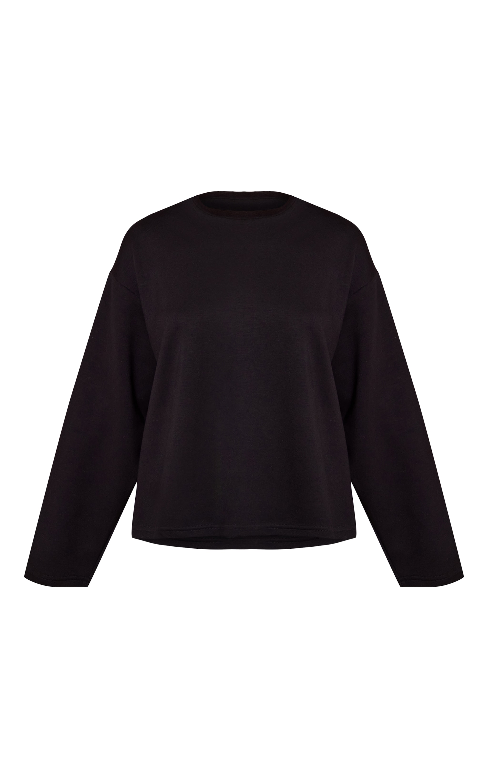 Petite Black Modal Oversized Long Sleeved T-shirt image 5
