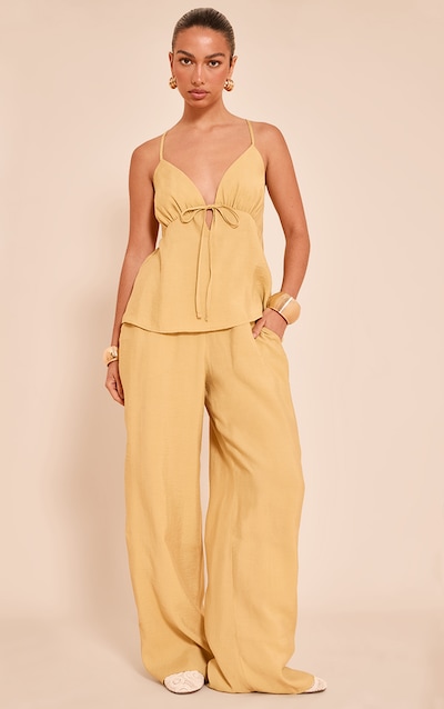 Mustard Woven Wide Leg Trousers