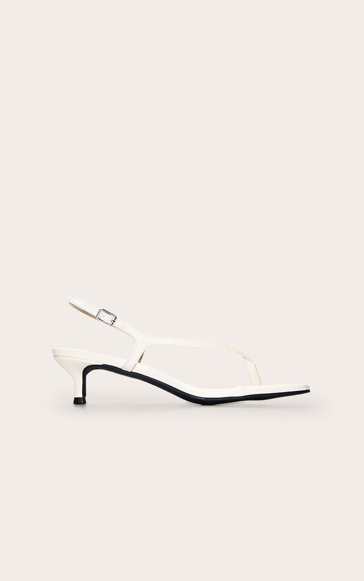 Cream Toe Thong Kitten Heeled Sandal image 2