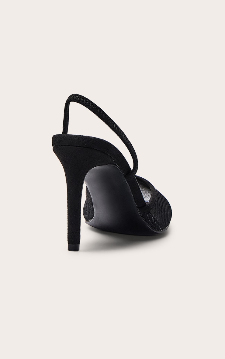 Black Mesh Round Toe Sling Back image 4