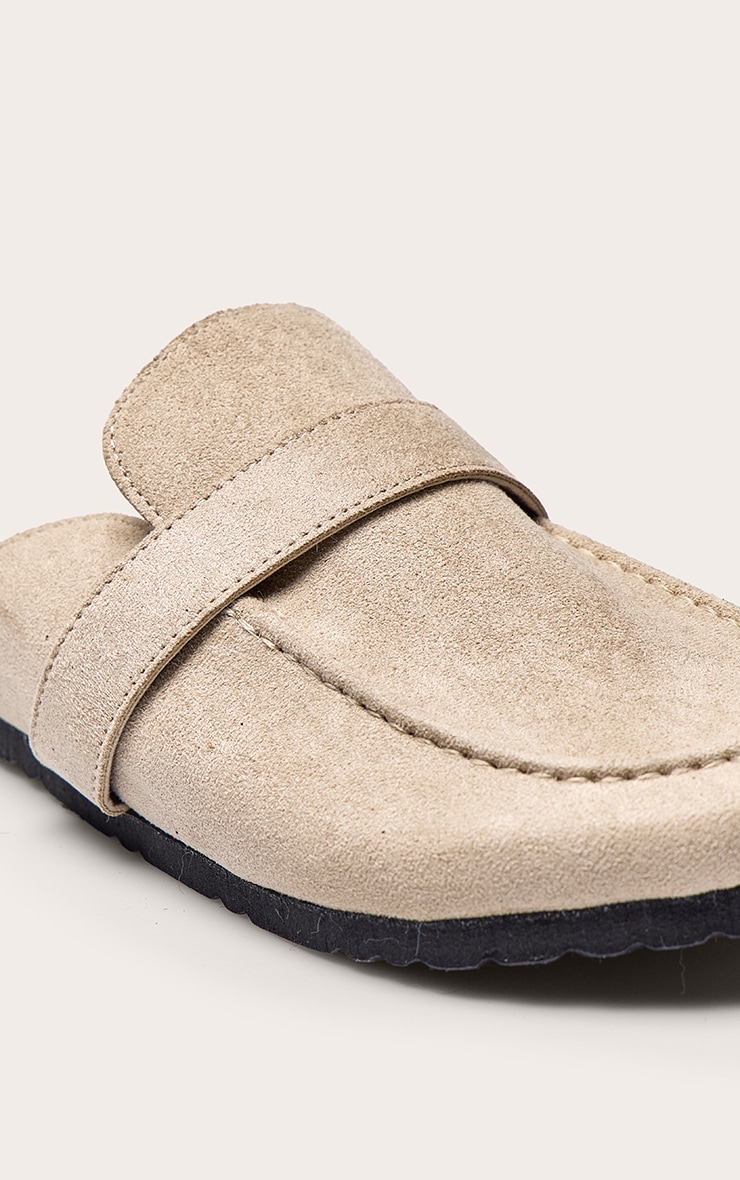 Taupe Faux Suede Faux Fur Lined Mules image 5