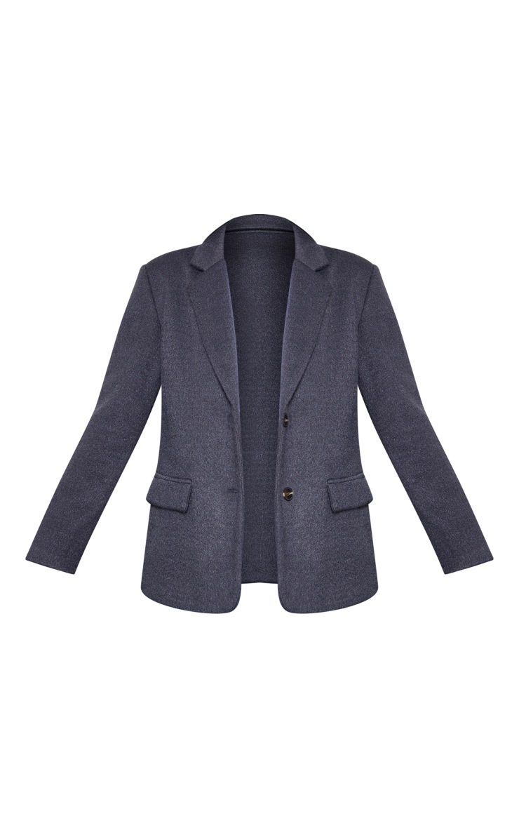Grey Wool Look Fitted Blazer Outerwear PrettyLittleThing