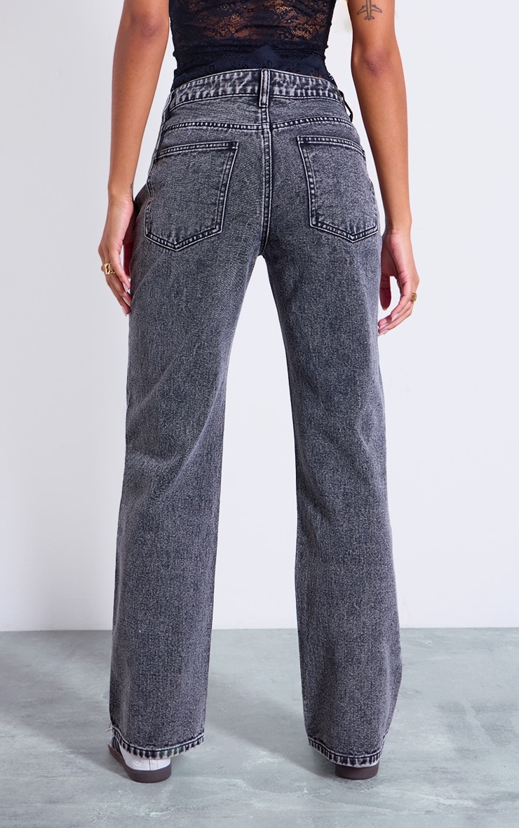 Grey Lace Waistband High Waist Straight Leg Jeans image 3