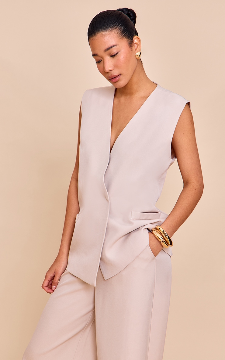  Clay Woven Collarless Pad Vest image 1