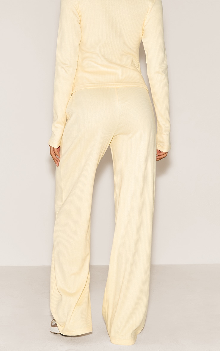 Almond Mid Rise Ribbed Wide Leg Pant image 3