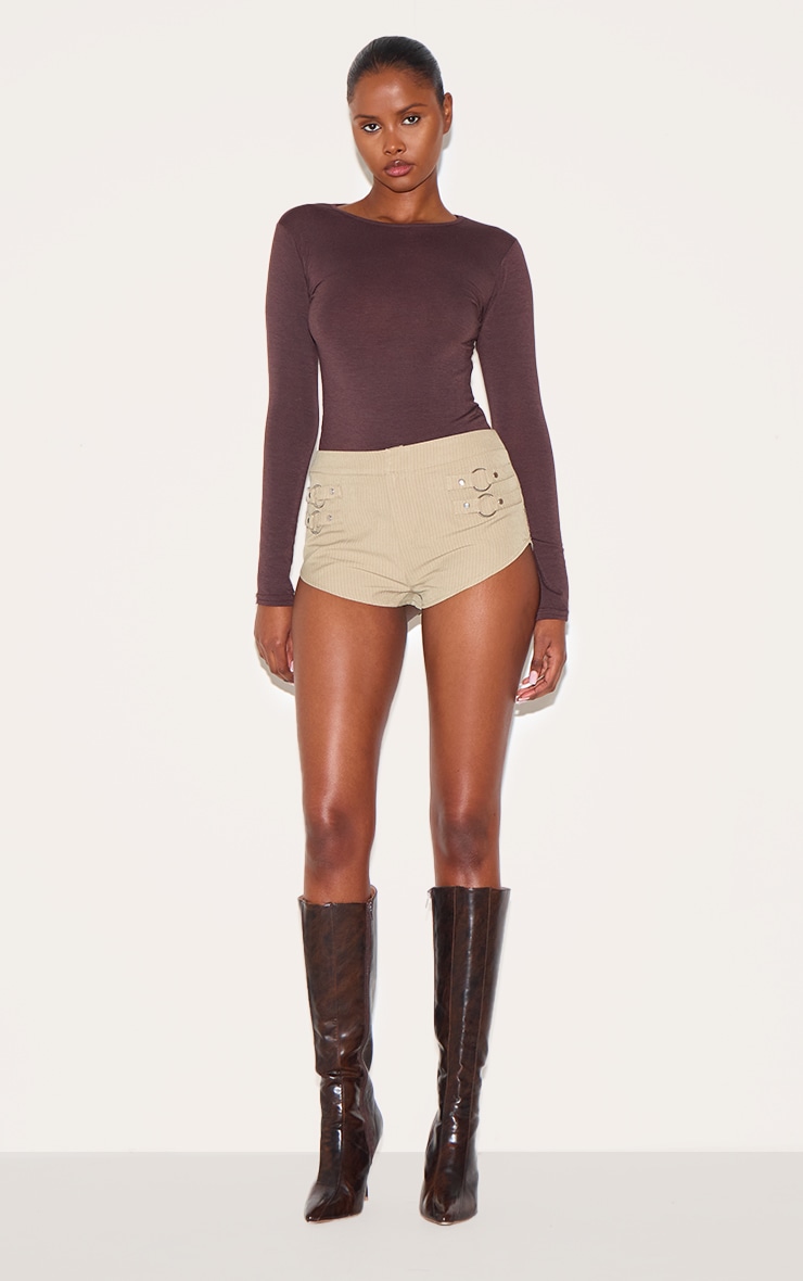 Stone Pinstripe Trim Detail Hot Pants