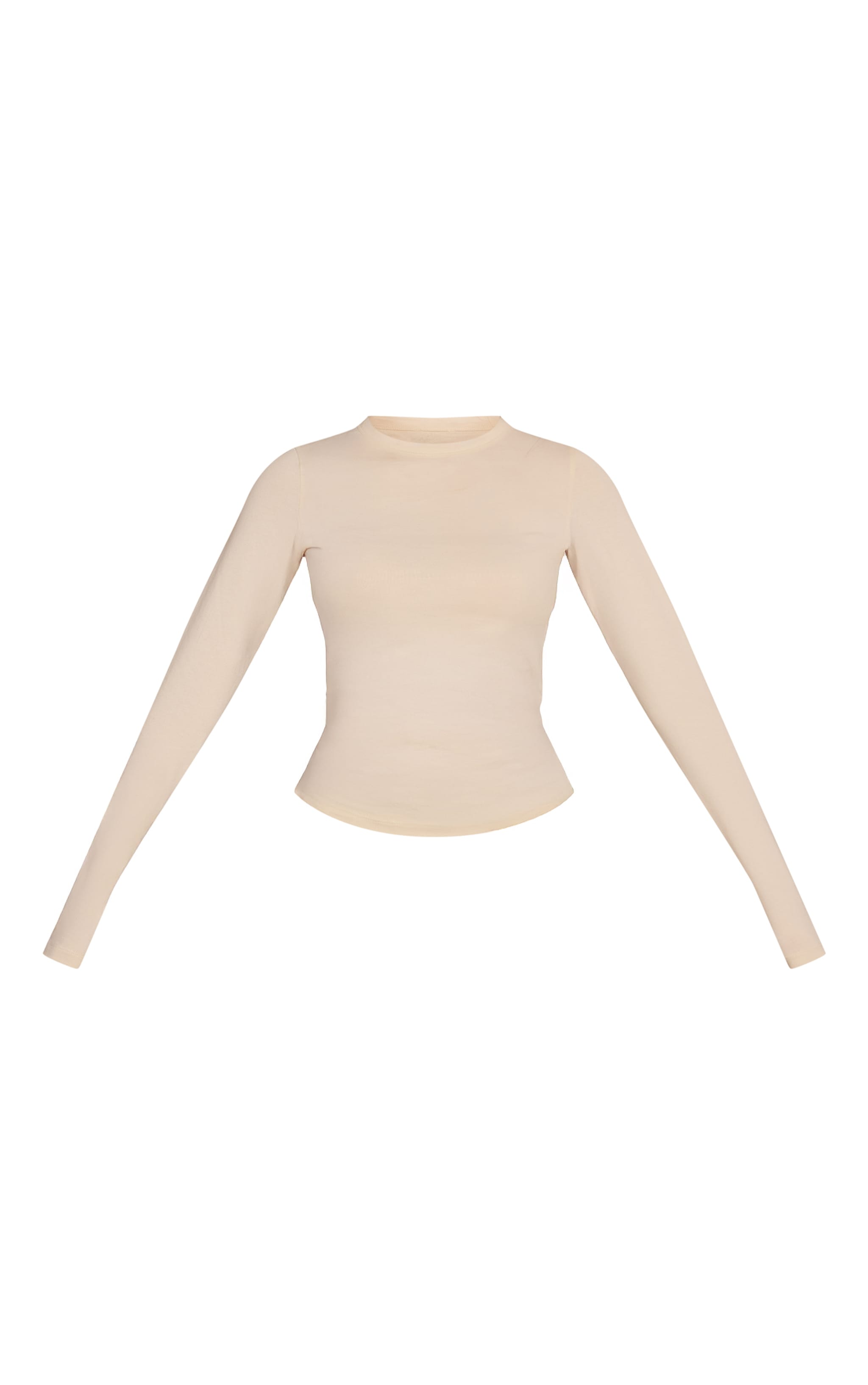 Cream Wash Soft Cotton Crew Neck Longline Long  Sleeve Top image 5