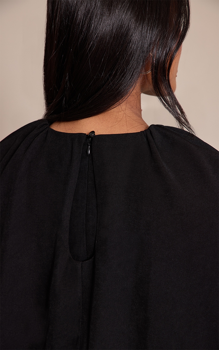 Black Woven Asymmetric Mini Bodycon Dress image 4
