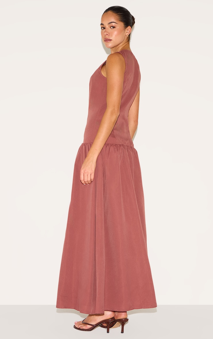 Rust Button Down Drop Waist Maxi Dress image 2
