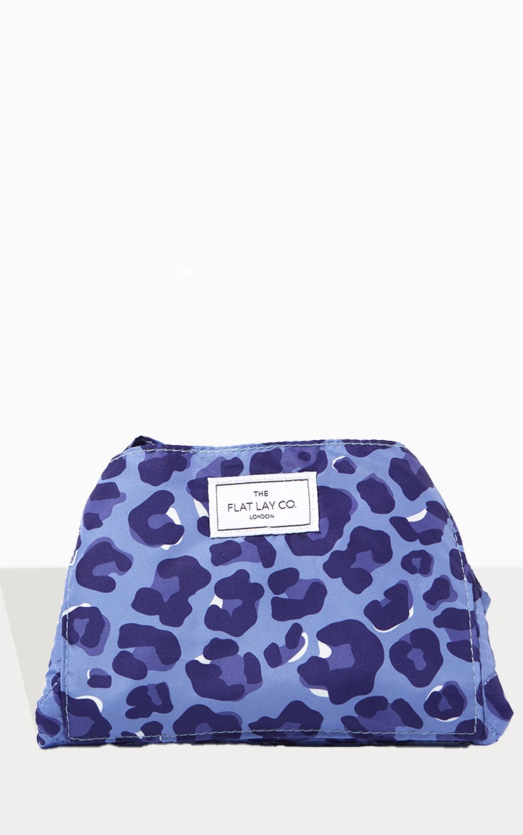 The Flat Lay Co. Drawstring Makeup Bag In Blue Leopard image 2