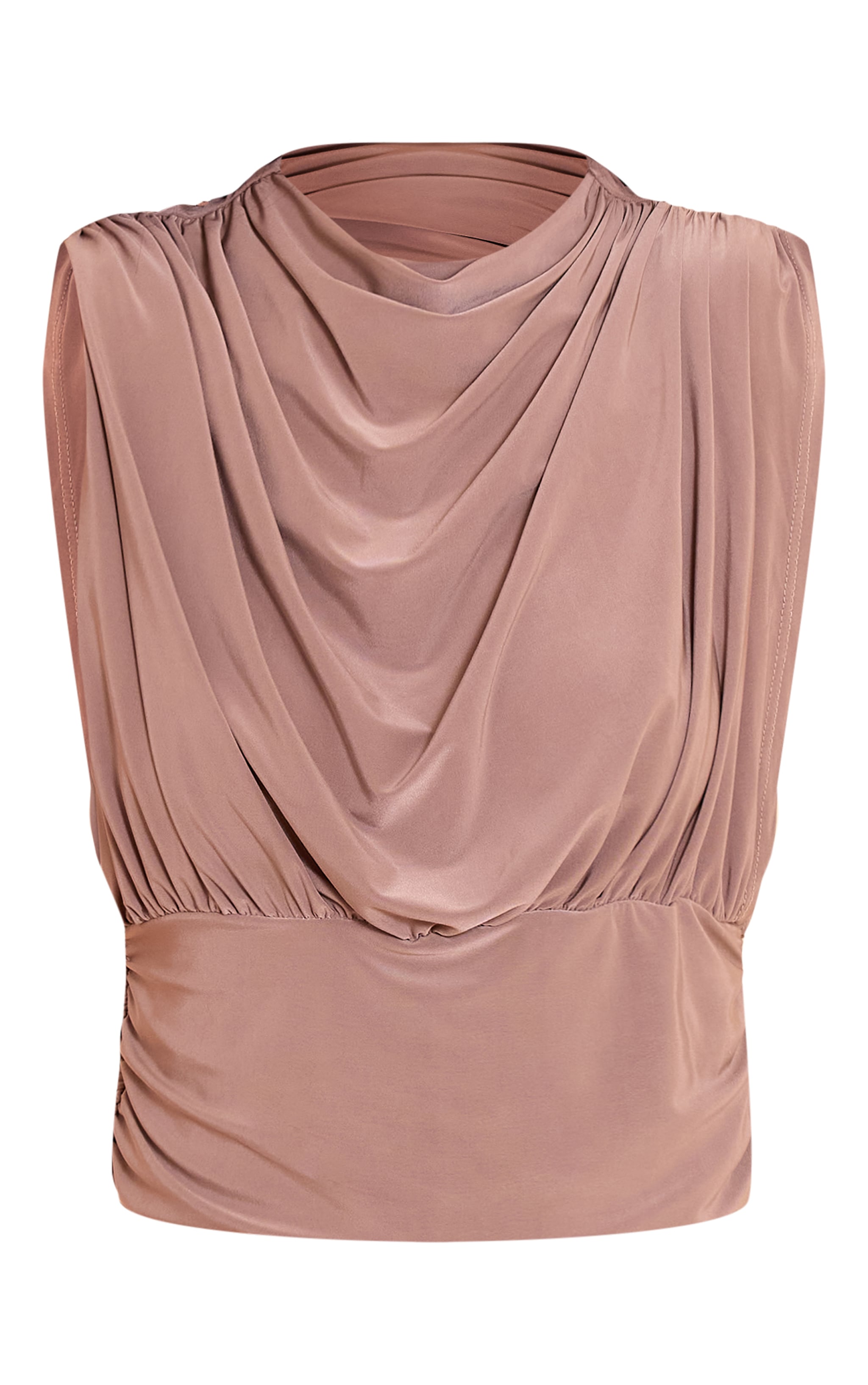 Crop top moulant taupe à col entonnoir image 5