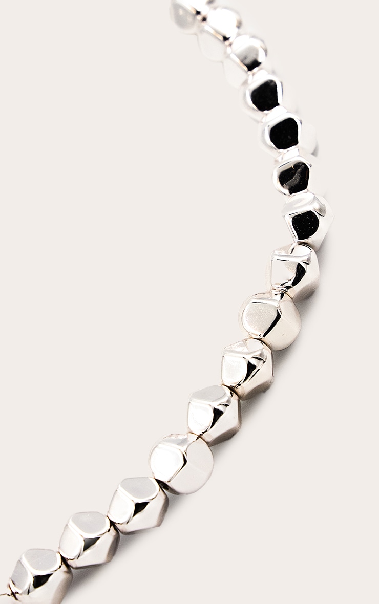 Silver Textured Bubble Chain Necklace image 3