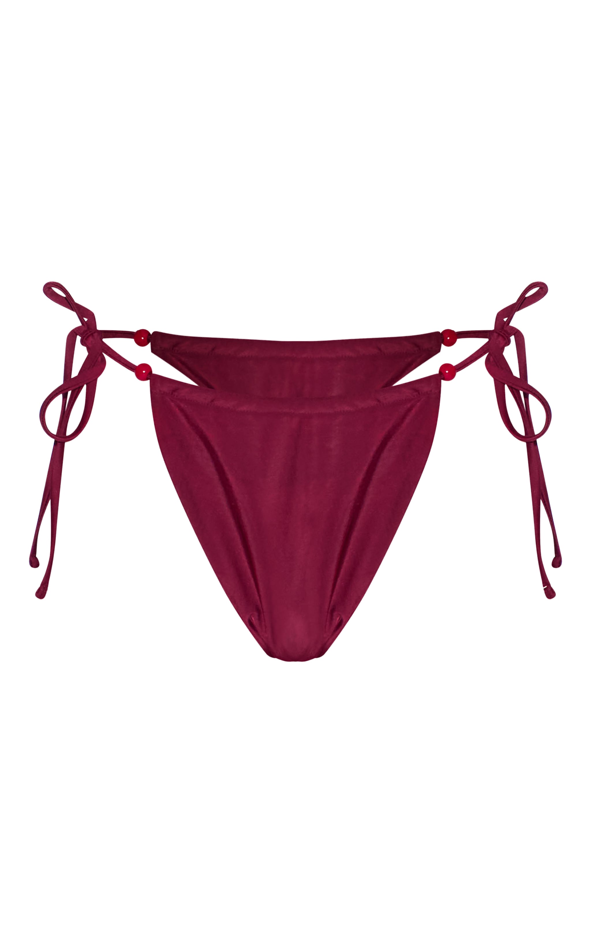 Burgundy Beaded Tie Side Bikini Bottoms image 1