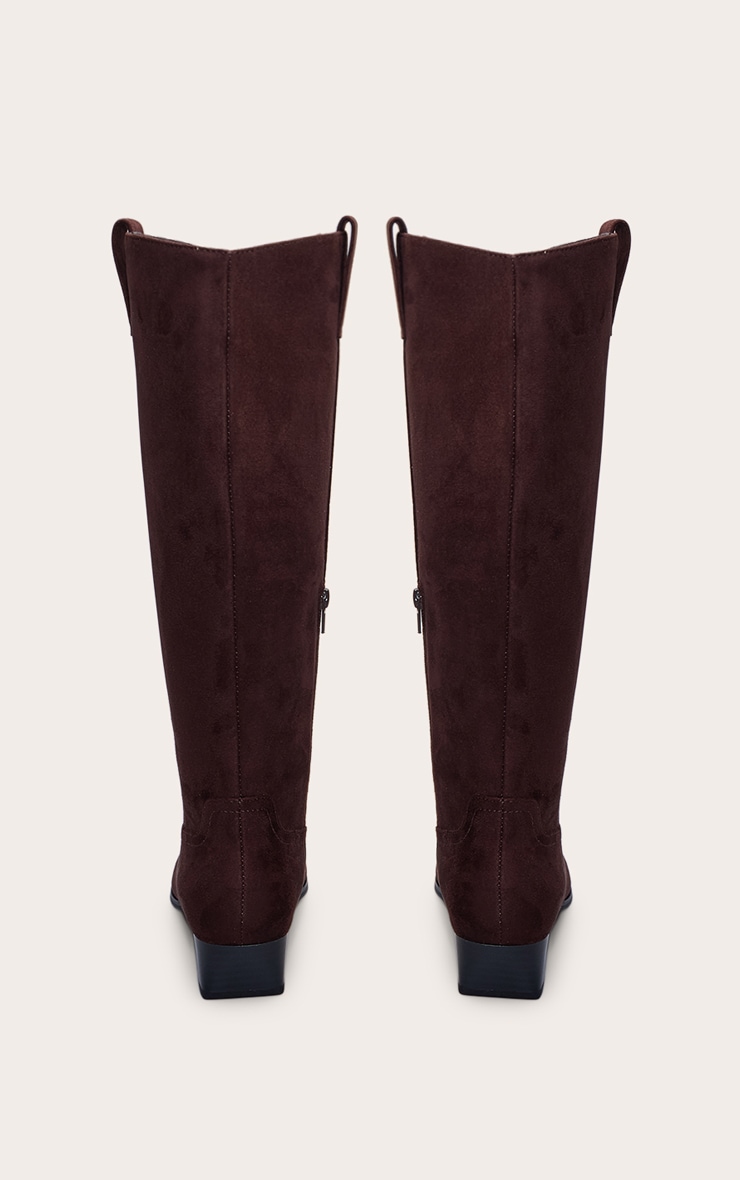 Chocolate Faux Suede Round Toe Western image 4