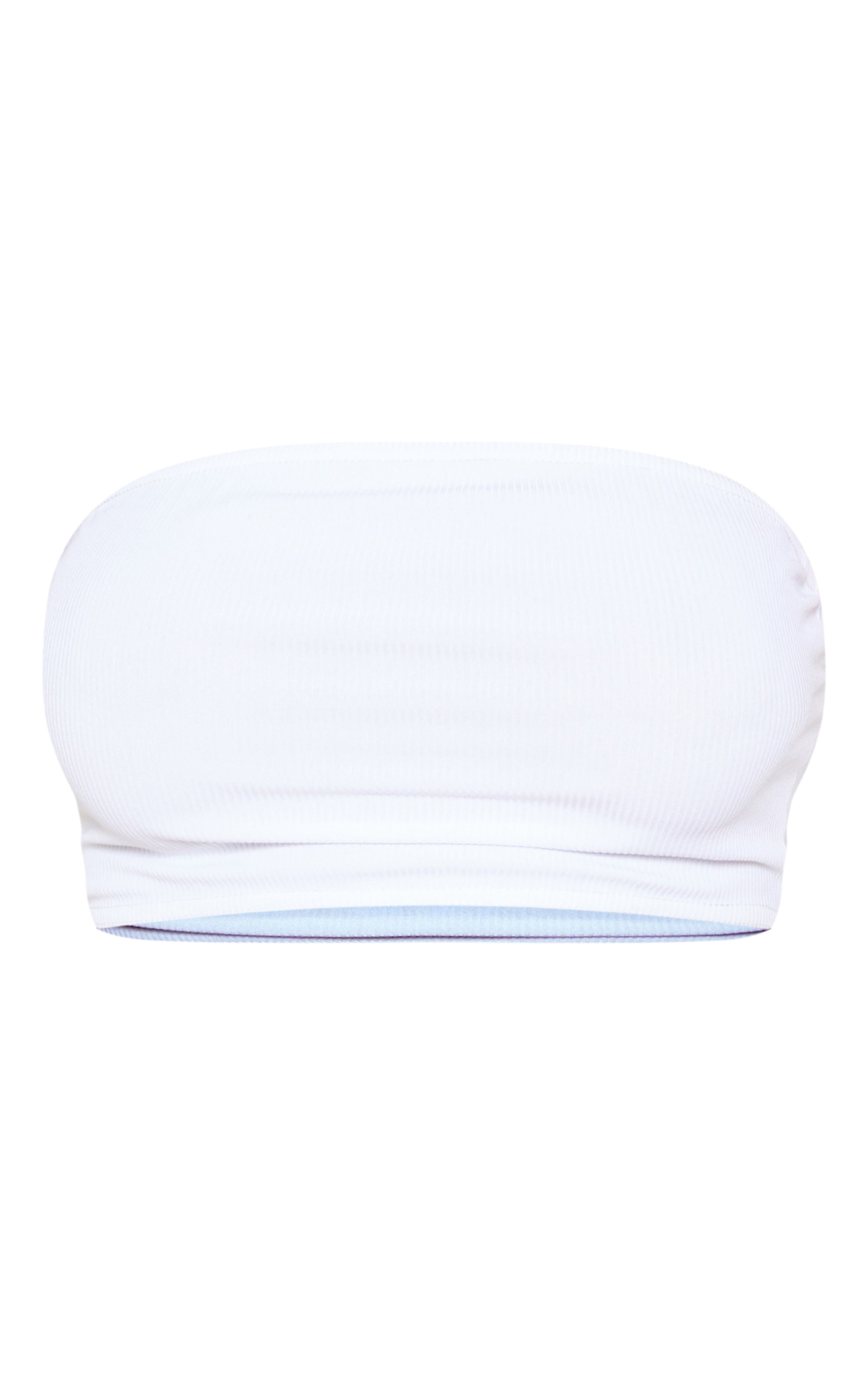 Basic White Rib Bandeau Crop Top image 3