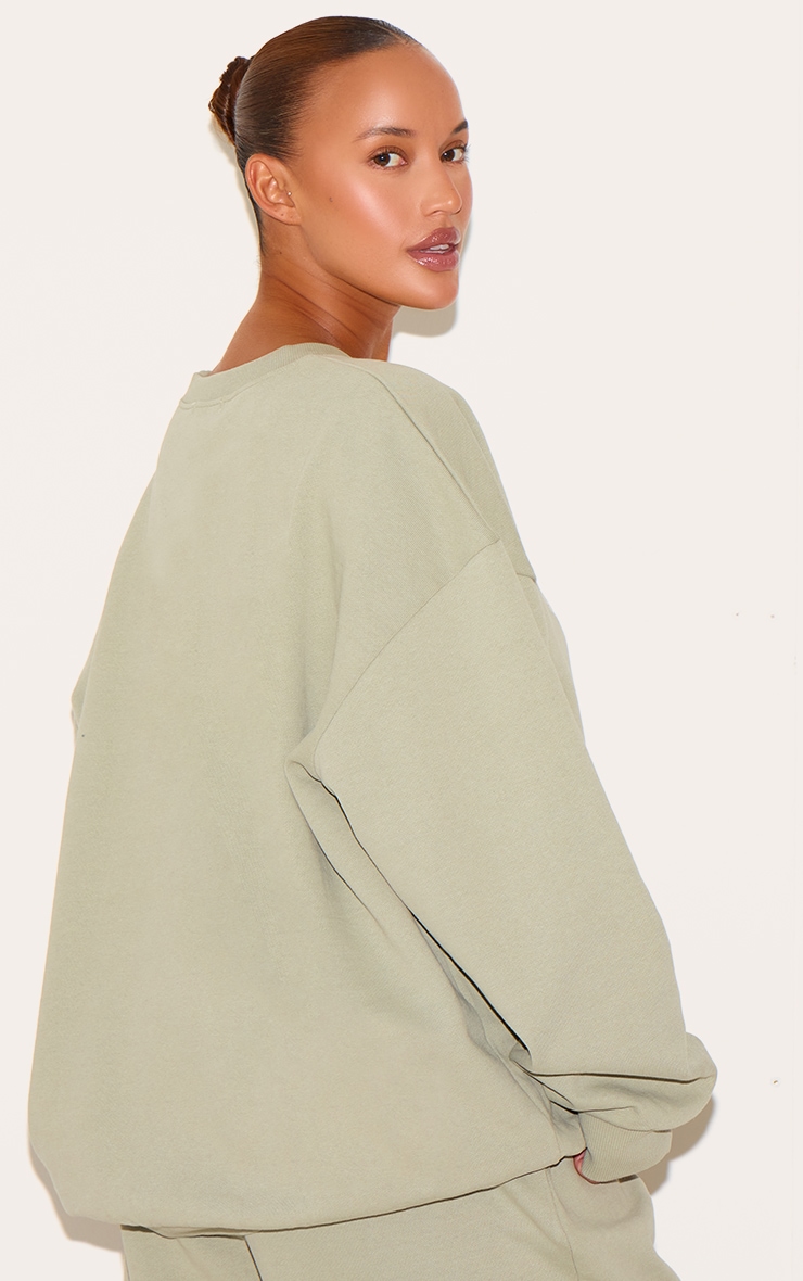 Plus Khaki Premium Embroidered Norway Sweatshirt image 2