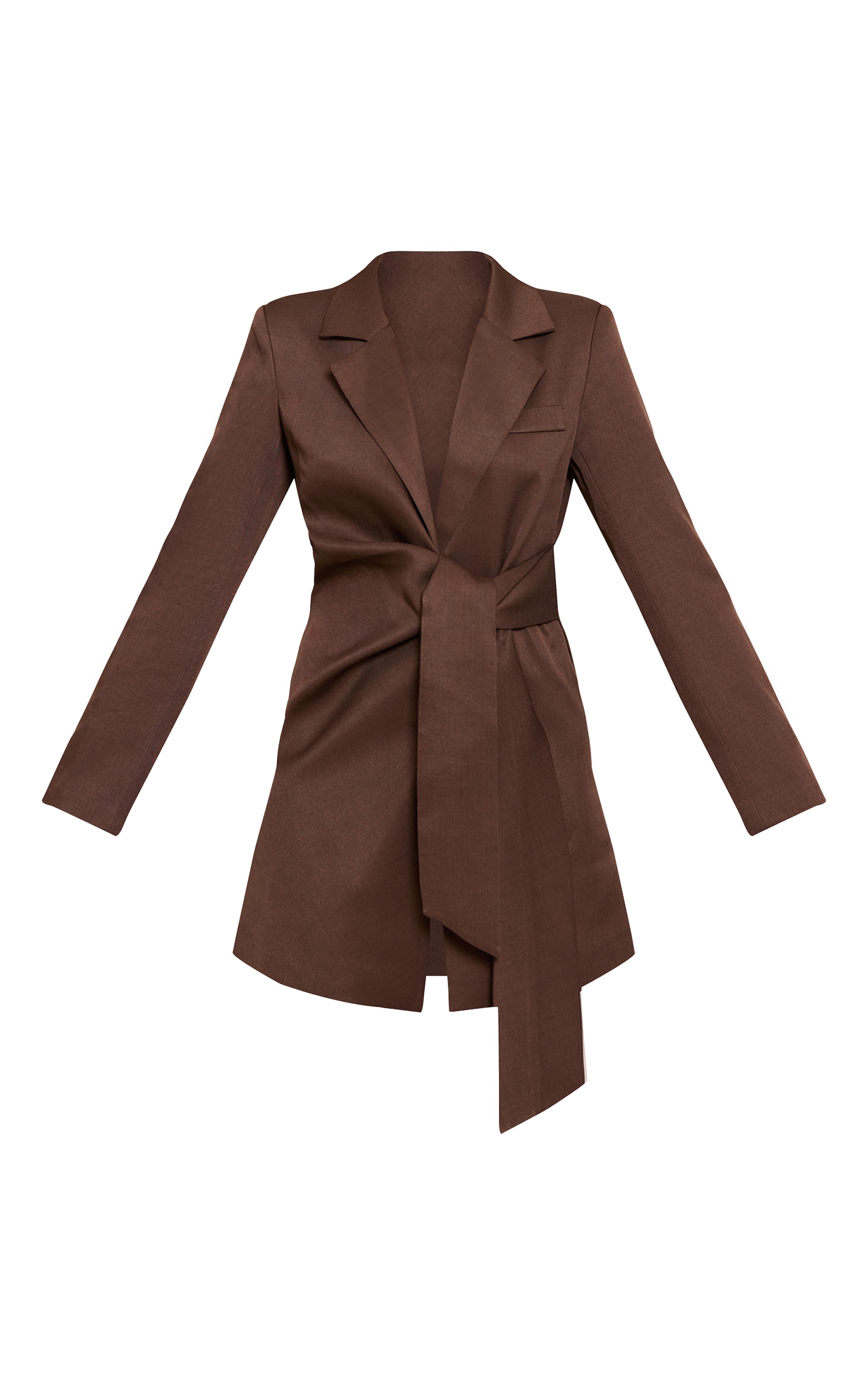 Chocolate Woven Blazer Side Tie Mini Dress image 5