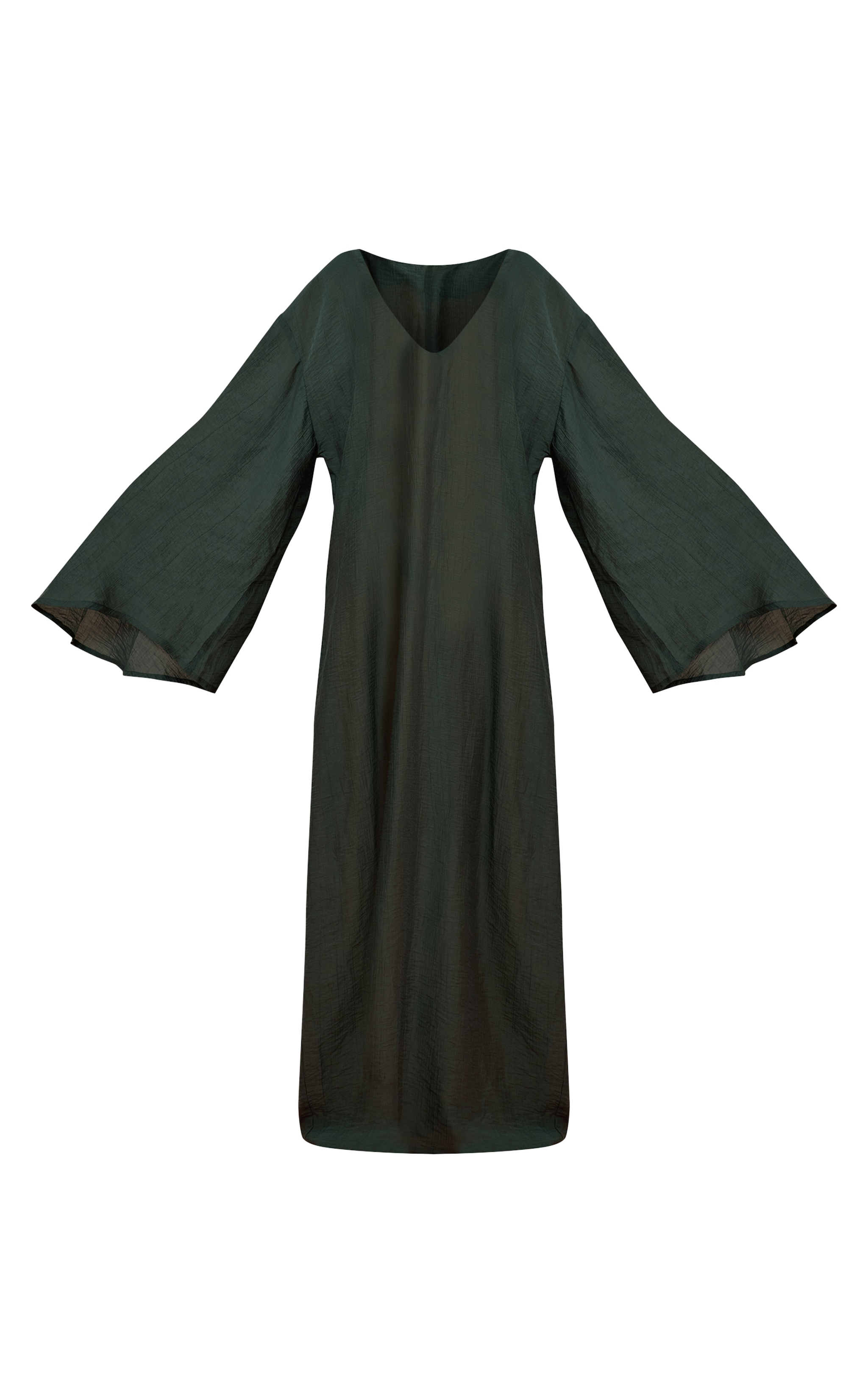 Sea Green Linen Look Oversized V Neck Maxi Beach Dress image 5