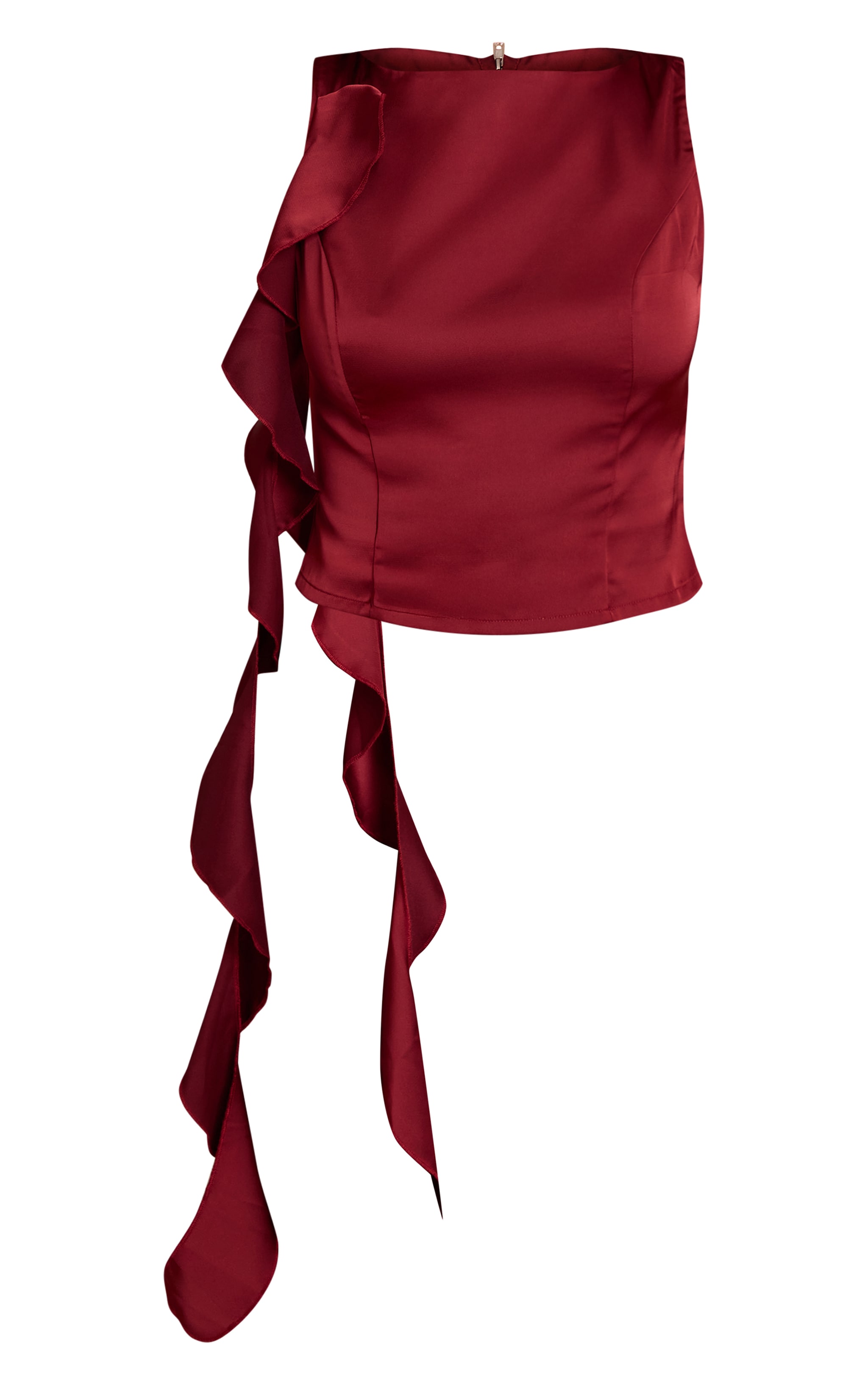 Wine Satin Drape Detail Cami Top image 5