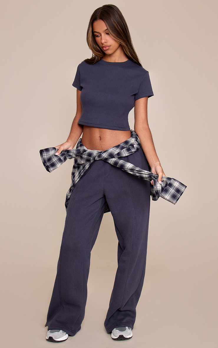 Petite Navy Sweat Fitted Top image 3